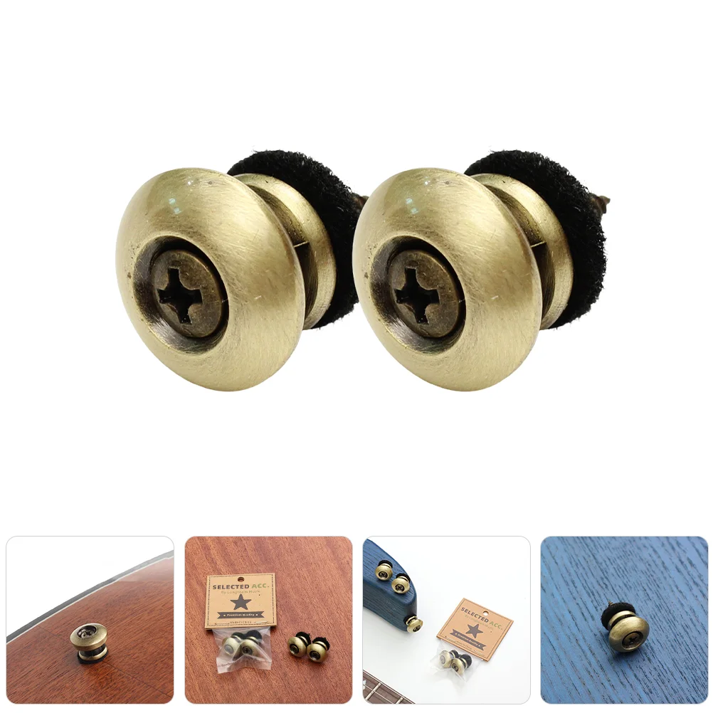 

2 Pcs Guitar Strap Button Bronze Buckle Electric Bass Anti-Slip Ukulele Tail Pins Pack Buttons End