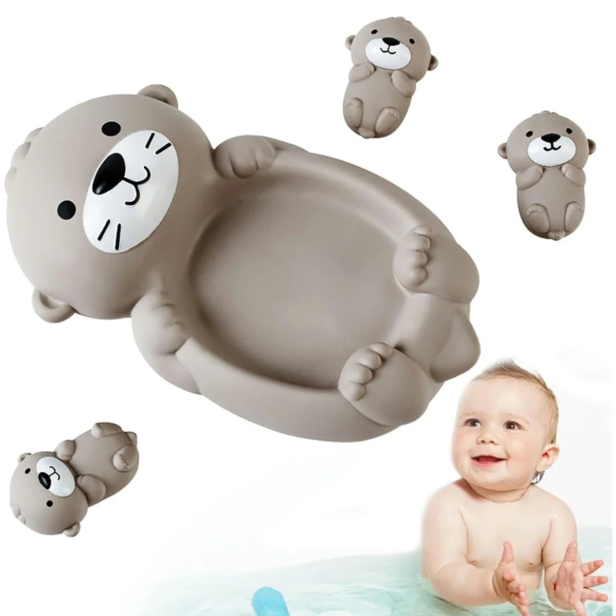 Brinquedos de água para banheira de lontra, 4 unidades, brinquedos de apertar de piscina flutuante fofos para crianças brincando enquanto lavagem, pai-filho, presente de aniversário