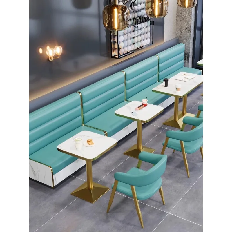 Light Luxury Hotel Restaurant Furniture High Quality Leather Booth Sofa Seating Coffee Shop Tables and Chairs Set