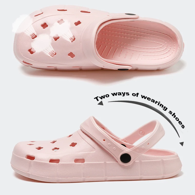 Women Waterproof Slippers Summer Outdoor Women Slides EVA Soft Sole Garden Shoes Indoor Solid Colored Slippers Holes Shoes