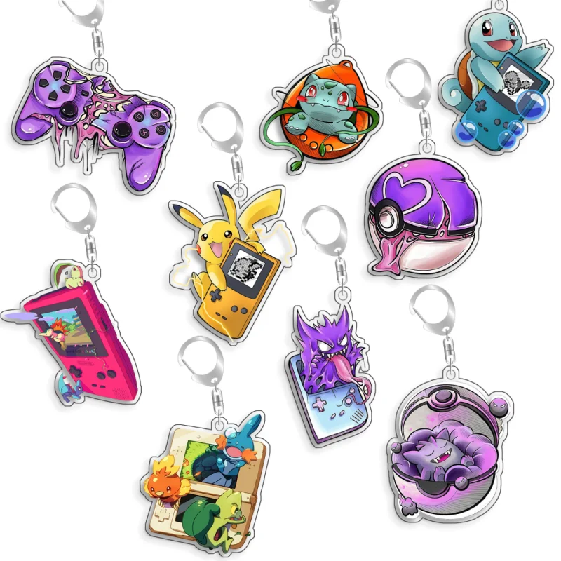 Llavero de acrílico con diseño de Pokémon Elf Ditto Qikchu Charmander Treecko Squirtle, hecho a mano, bonito, de dibujos animados, anime, regalo, 5 cm