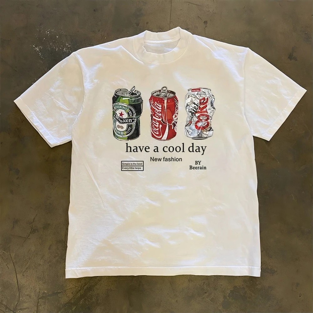 T-shirts d'été à manches courtes très vendus, styles homme et femme, col rond, coupe ample, décontractés