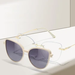 Fashiona Rimless Sunglasses Polarized Women Luxury Brand Design Magnetic Sun Glasses Lens Clip Optic Spectacle Eyeglass Frames