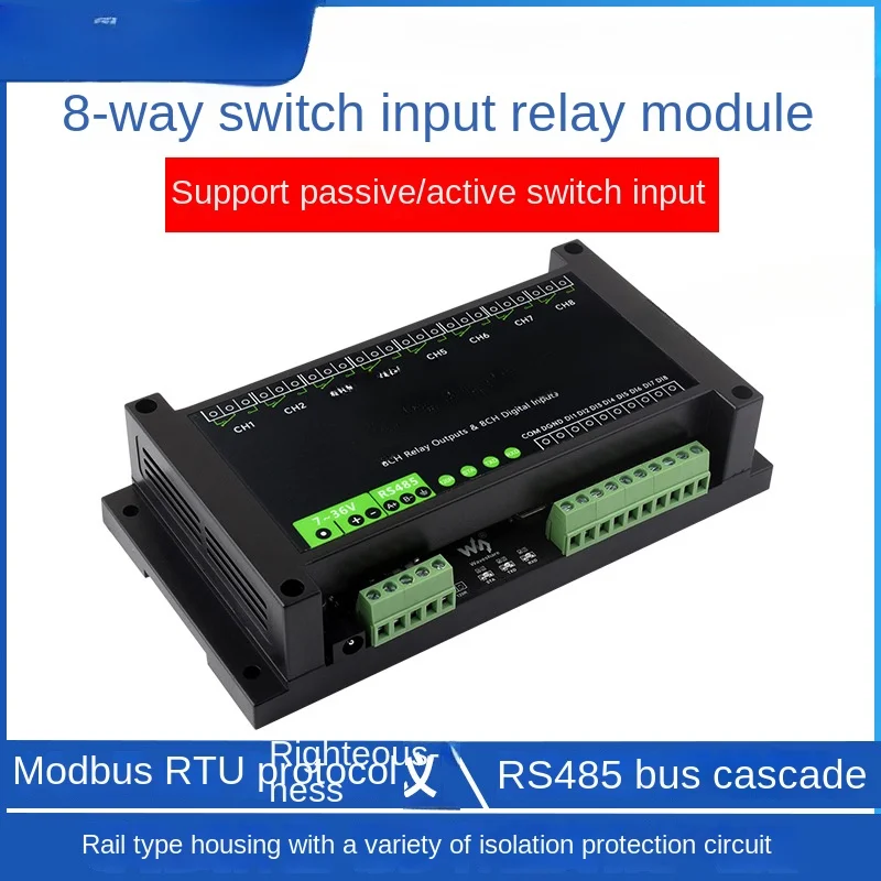 RTU 8-Way RS485 with Switch Input Relay Module Industrial Grade with Isolation 7~36V