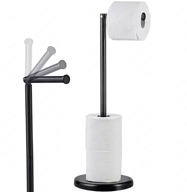 Floor-Standing Stainless Steel Tissue Holder - Roll Paper Holder for Toilet, Freestanding Model with Stable Base
