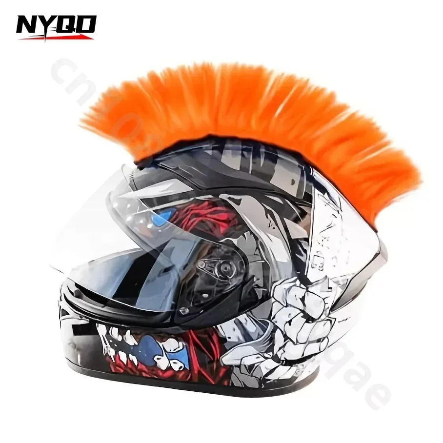 Mohawk Wig Motorcycle Helmet Decoration Punk Style Cockscomb Halloween Helm Accessories Casco Moto