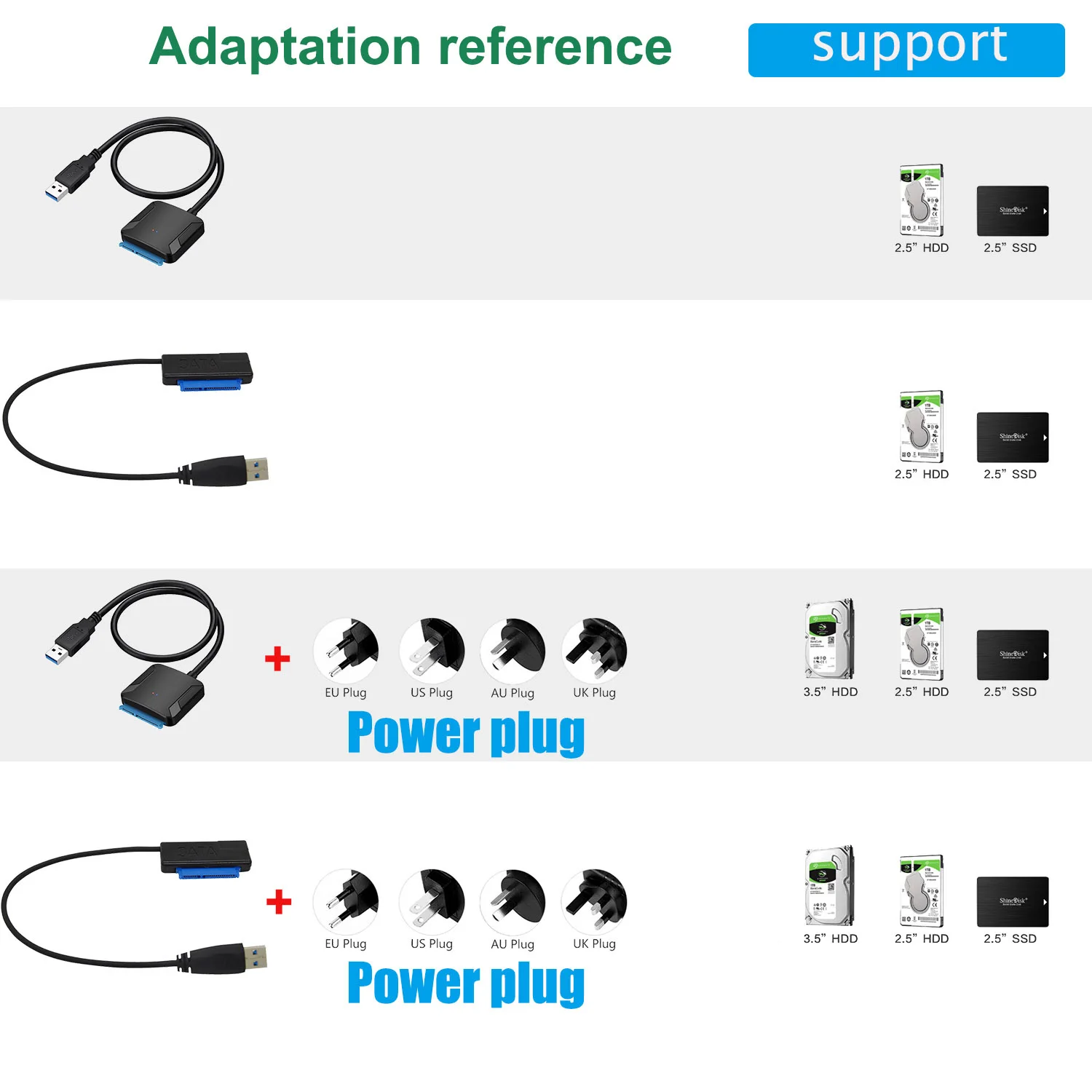 Usb Naar Sata 3 Kabel Sata Naar USB3.0 Adapter Kabel Ondersteuning 22Pin 2.5/3.5 Inche Externe Hdd Ssd Harde disk Computer Kabel Connector