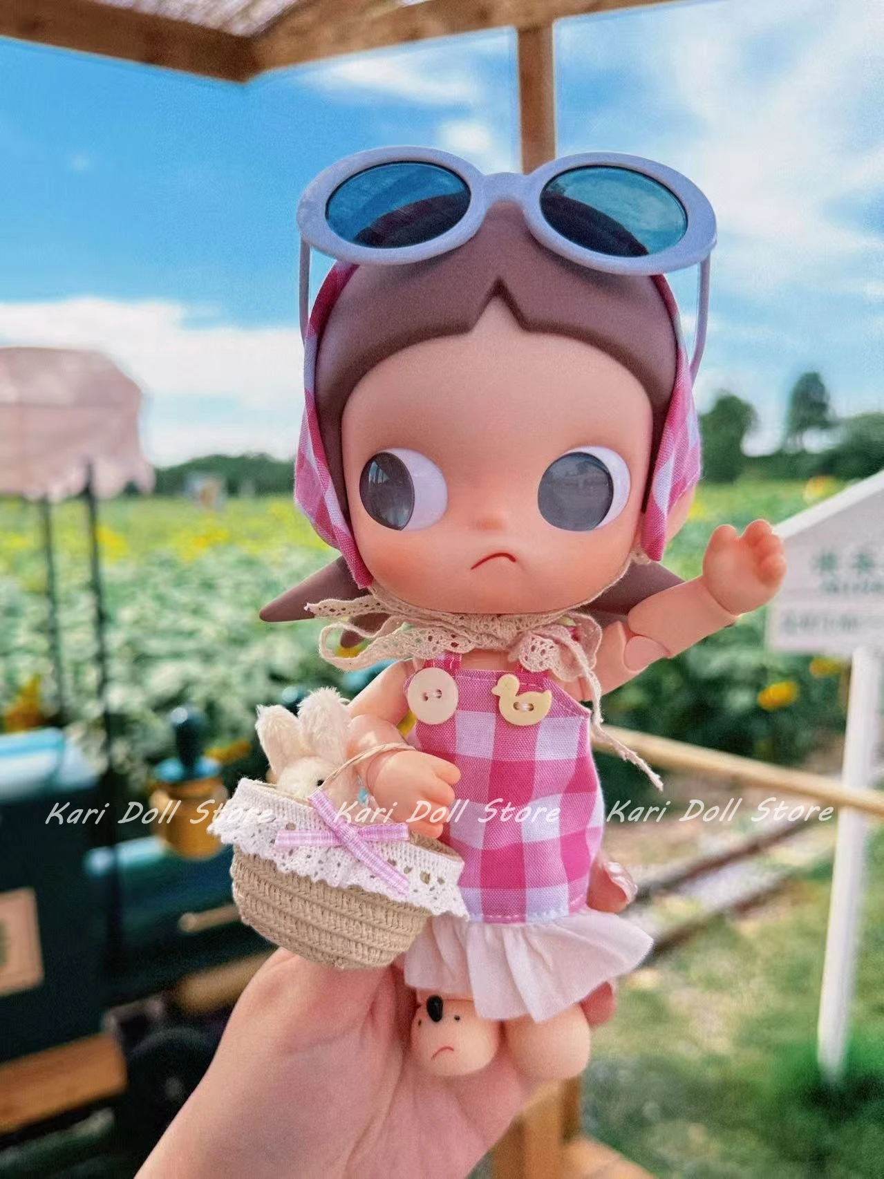 

Kari Store Платье ручной работы Одежда для Zsiga 1l8 аксессуары Кукла 8-точечная фигурка Розовая клетчатая юбка-бретелька комплект