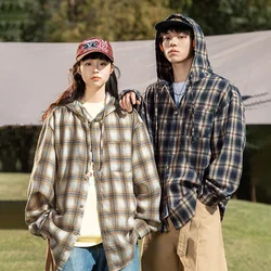 TFETTERS Brand Hooded Shirts Mens Plaid Spring Summer 2026 New Vintage Shirts Male Long Sleeve Fashion Streetwear Mans Coat