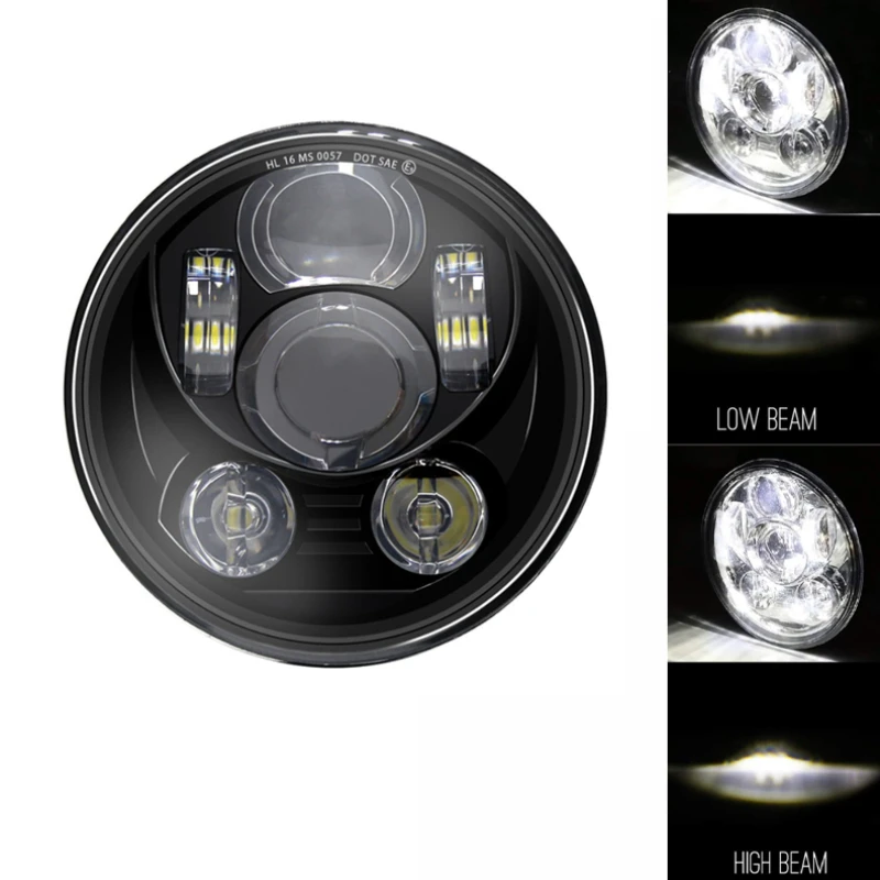 

Motorefit 2019 New 5 3/4 inch Motorcycle Head light Black LED Headlight