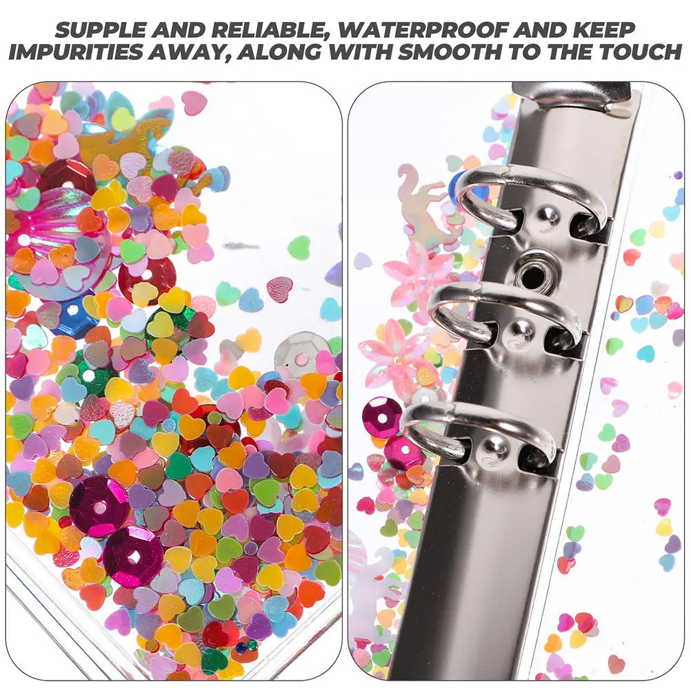 2Pcs Glitter Binder Cover Notebook Shell Loose Leaf Binder Plastic Notepad Case for School Office Journal Planner