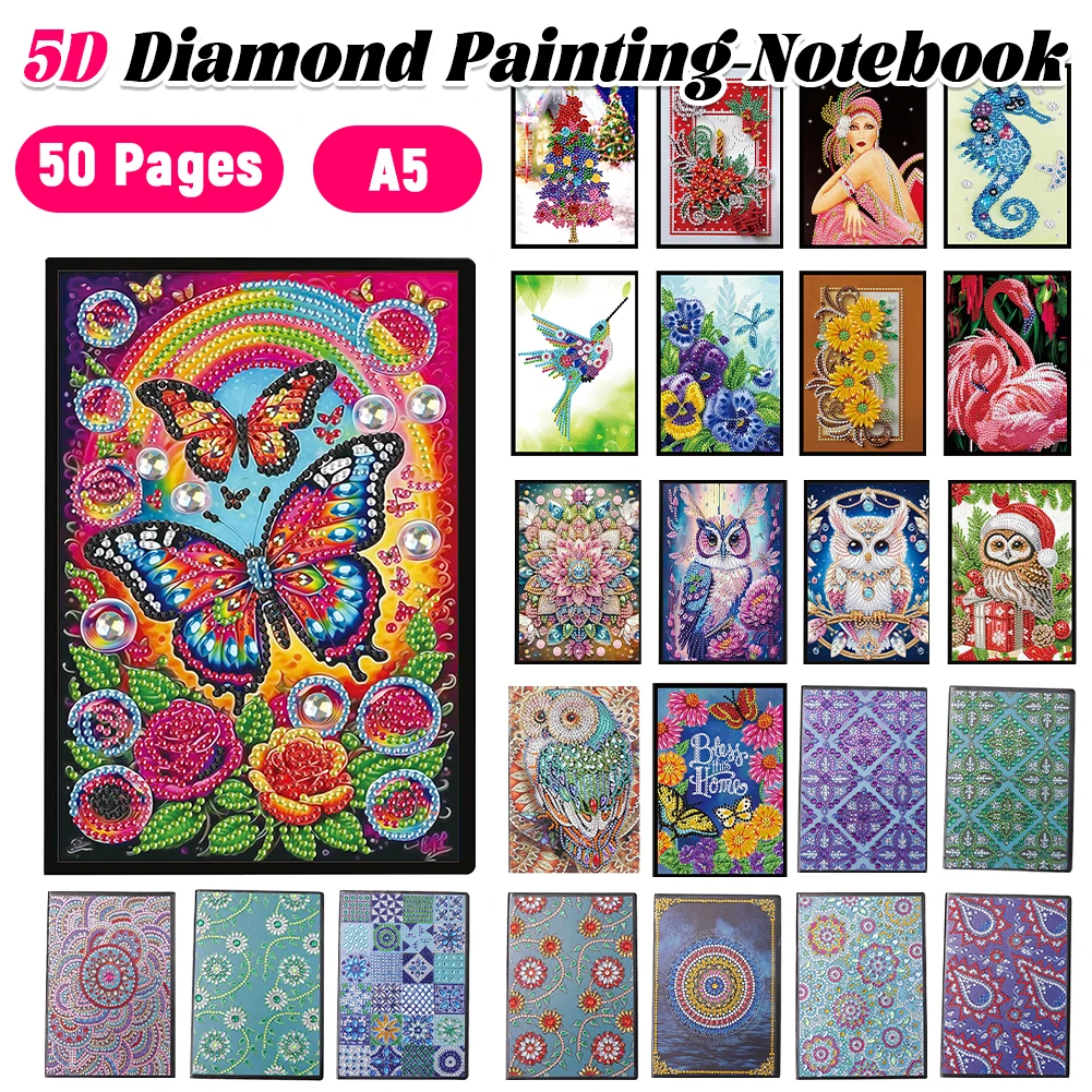 Блокнот ручной работы с инкрустацией стразами, 50 страниц, A5 Блокнот ручной работы с инкрустацией стразами, 50 страниц, A5