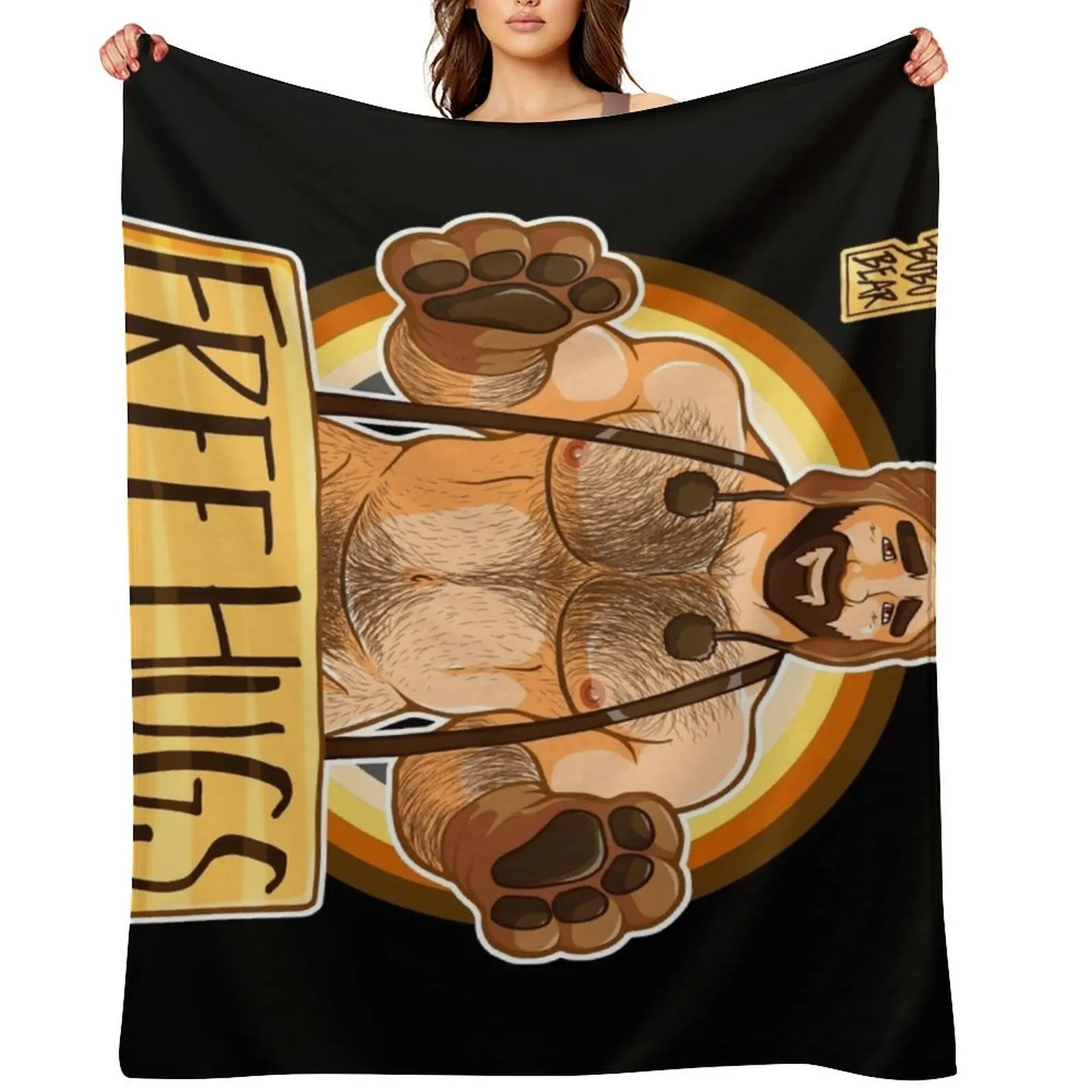 

ADAM LIKES HUGS - BEAR PRIDE Throw Blanket blankets and throws wednesday Nap Thermal Blankets