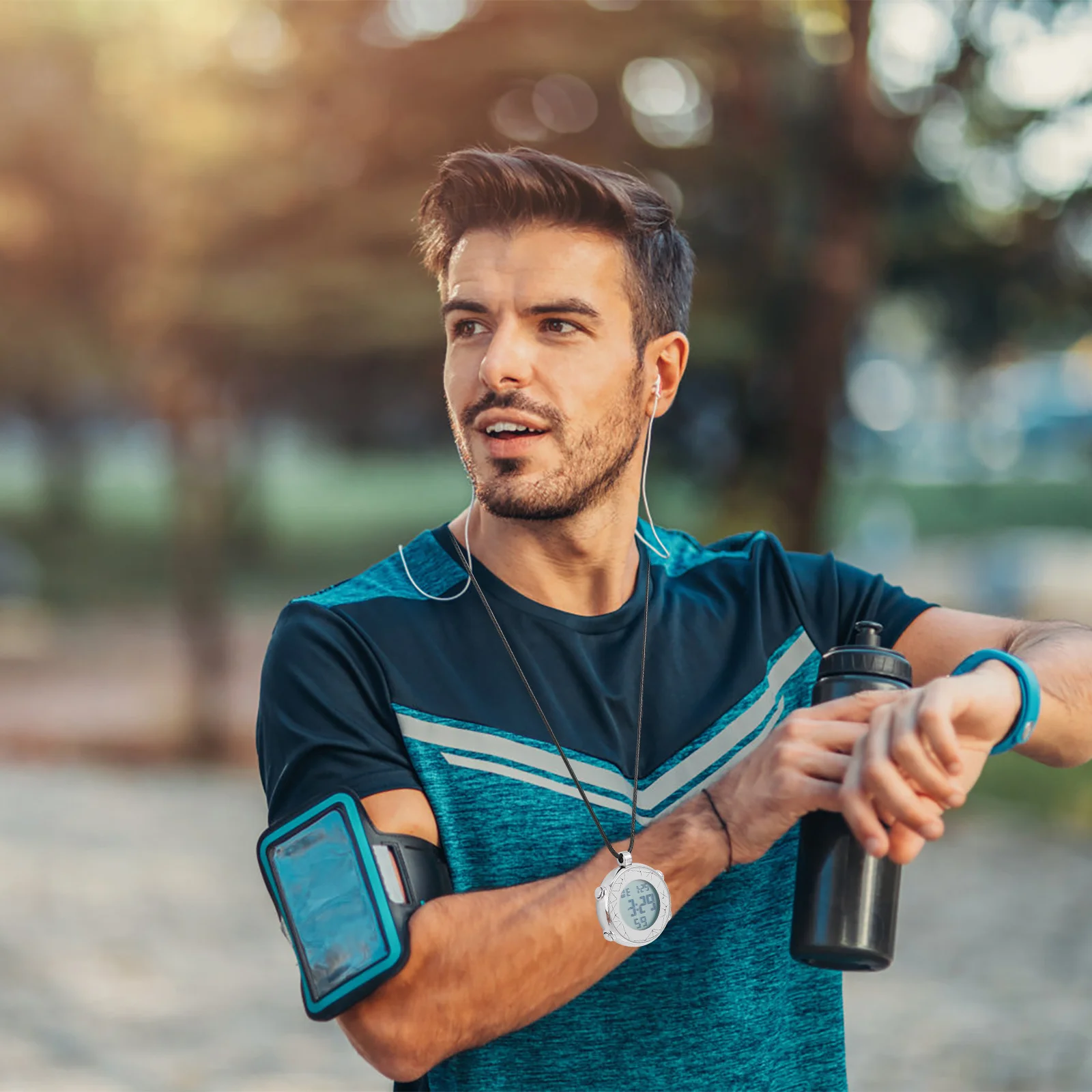 

Electronic Pocket Watch Digital Hanging Alarm Watch Calendar Chronograph 24H Week Month Display Multifunctional Gift For Men