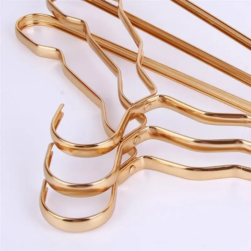 Alumínio Alloy Clothing Hanger, dourado, durável revestimento doméstico suprimentos, organizador para adultos e crianças, 5 pcs, 10pcs