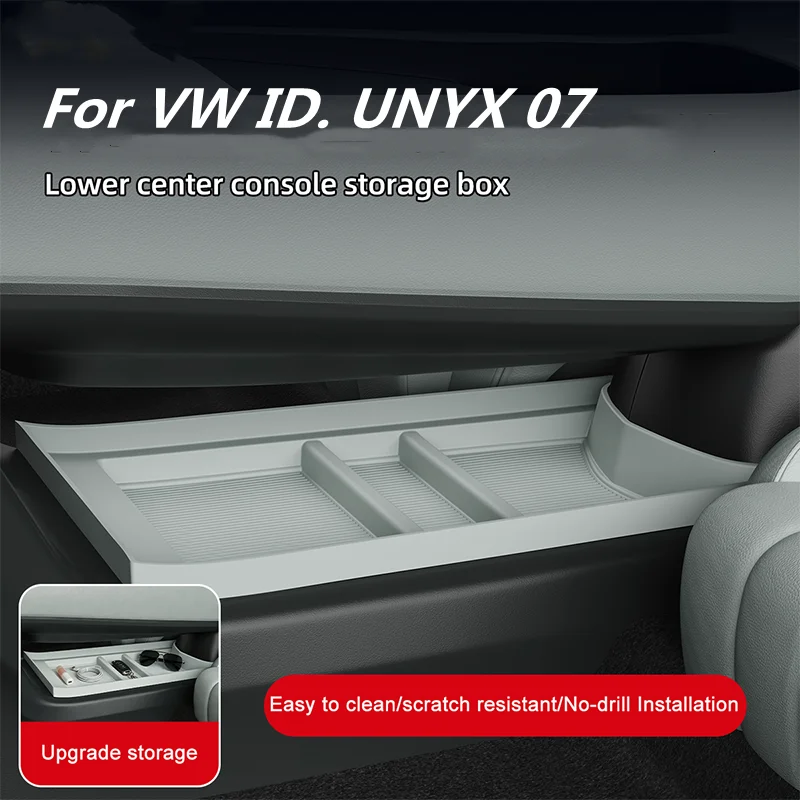 Pour VW ID. UNYX 07 Tapis organisateur en silicone pour console centrale et compartiment de rangement inférieur, pour intérieur de voiture