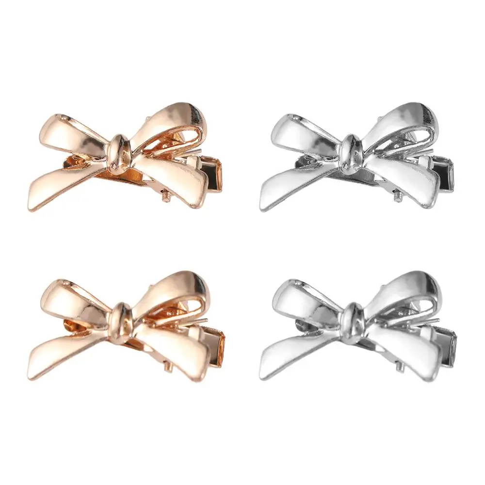 Delicate Metal Bowknot Hair Clip Bow Hollow Out Women Barrettes Korean Style Lustrous Duckbill Clip Hair Fixation