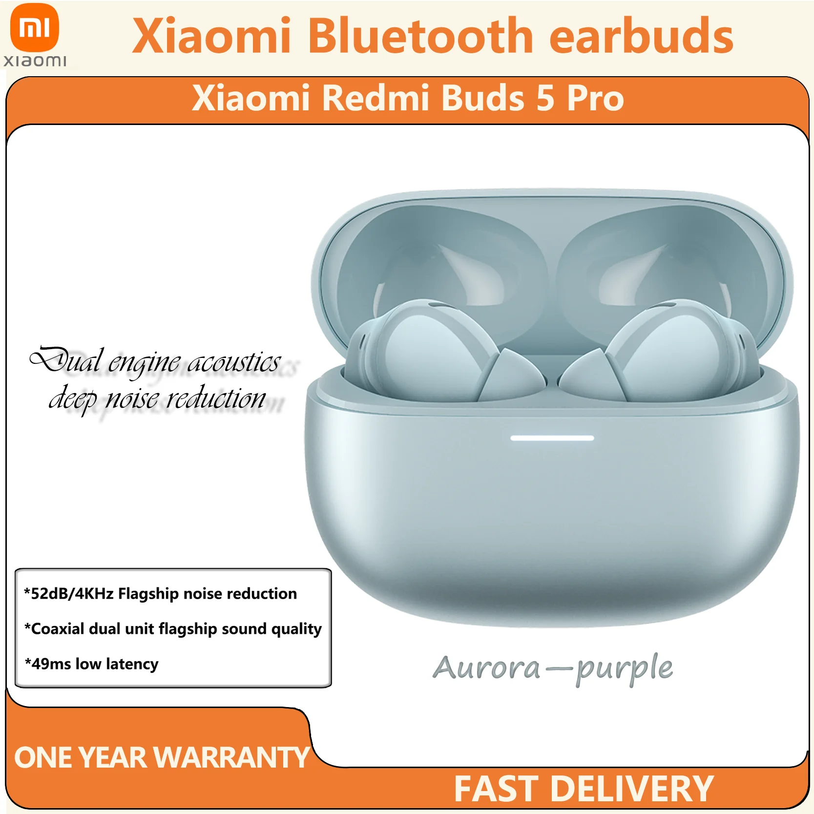 الإصدار العالمي الجديد من سماعات Xiaomi Redmi Buds 5 Pro 52dB المزودة بخاصية إلغاء الضوضاء النشطة بلوتوث 5.3 اللاسلكية لهاتف Redmi Note 13 Pro