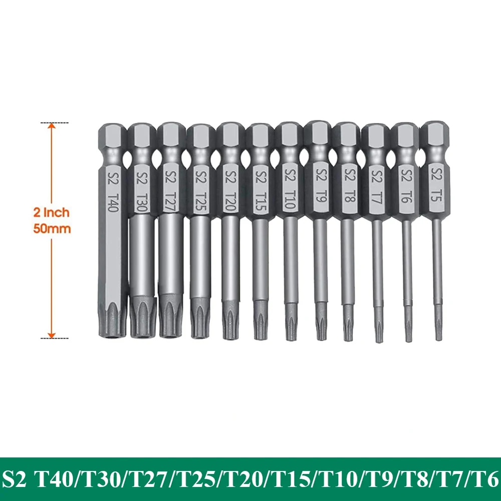 육각 생크 Torx 보안 헤드 스크루 드라이버 드릴 세트, 길이 4 인치, S2 스틸 Torx 스크루 드라이버 비트 세트, Torx 헤드 1/4 인치, 11 개, 12 개