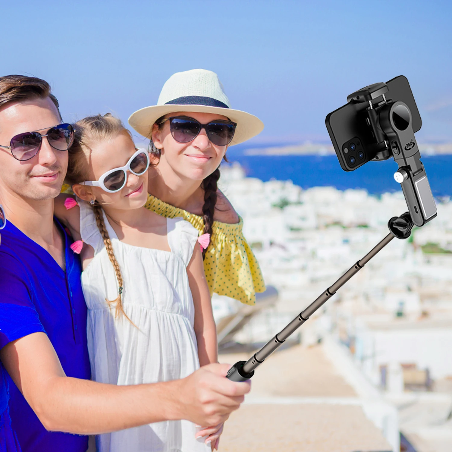 Gimbal Stabilizer for Smartphone, 2 Axis Selfie Stick Tripod with Face Tracking, 360° Rotation, 4 in 1 Portable