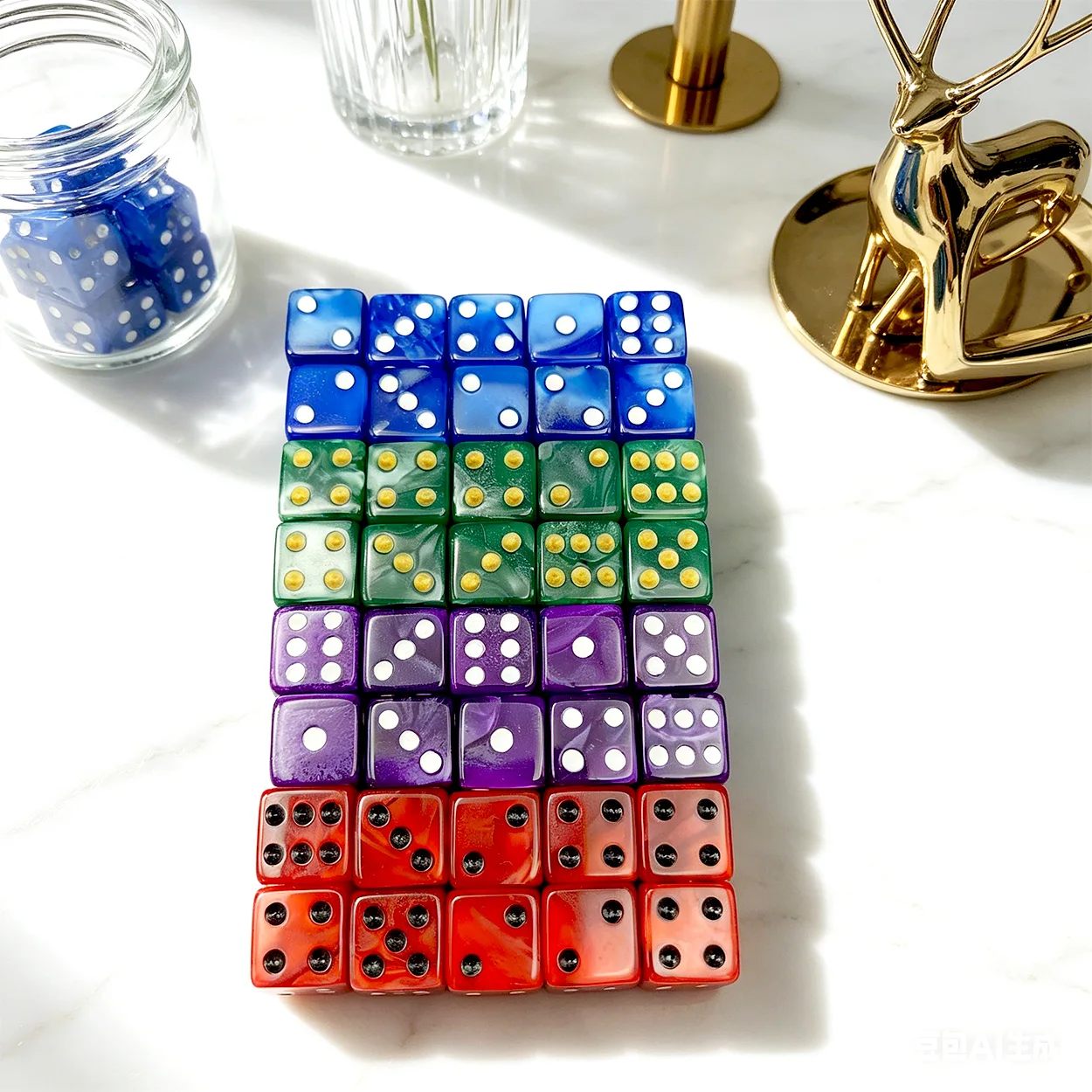 40pcs Marble Swirl Multicolor Dice 12mm Multicolor Bulk Dice Set for Board Games, essential for game and entertainment enjoyment