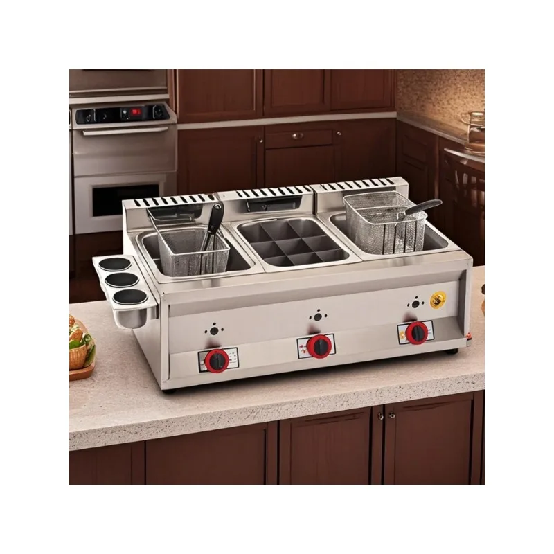 كونترتوب خزان البروبان المقلاة العميقة معدات البطاطس المقلية التجارية سطح المكتب الكهربائية الغذاء المقلي الدجاج المقلي المقلاة