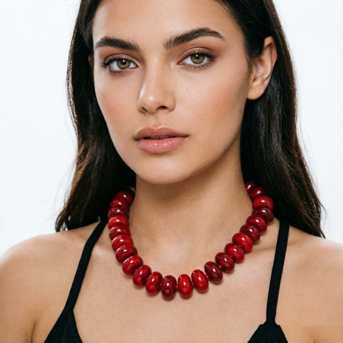 Dopamine Bunte flache, runde Acryl-Perlenkette für Damen und Herren, trendige, einfache geometrische Harzperlen, stapelbarer Choker-Schmuck – Detail 13