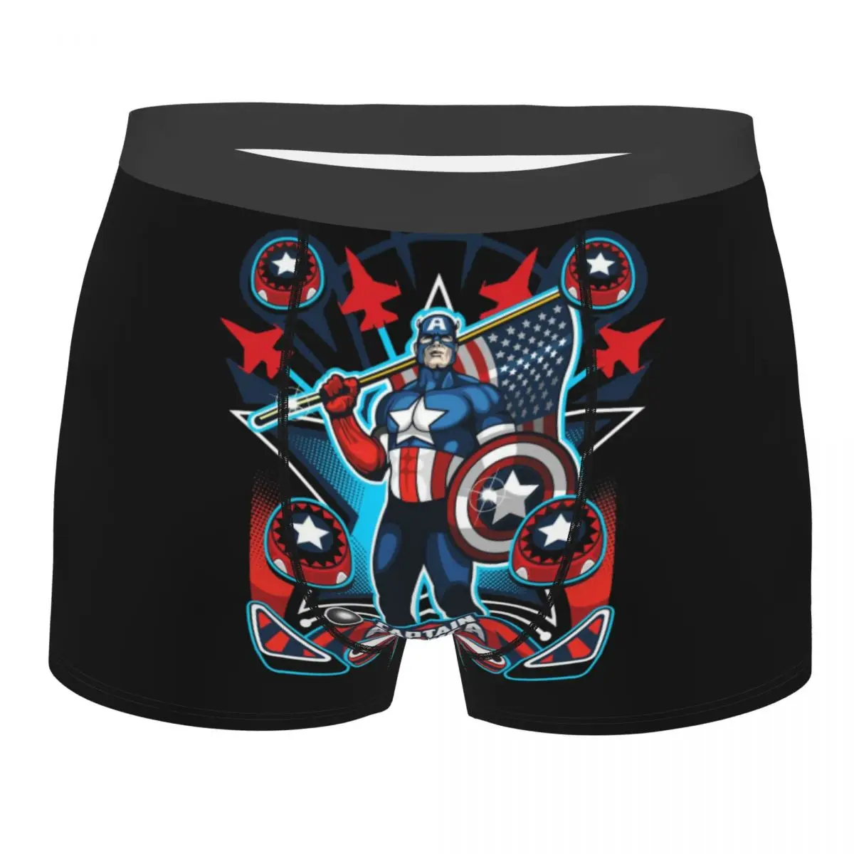 

Novelty Captain America Comics Boxers Shorts Underpants Men's Comfortable Superhero Briefs Underwear
