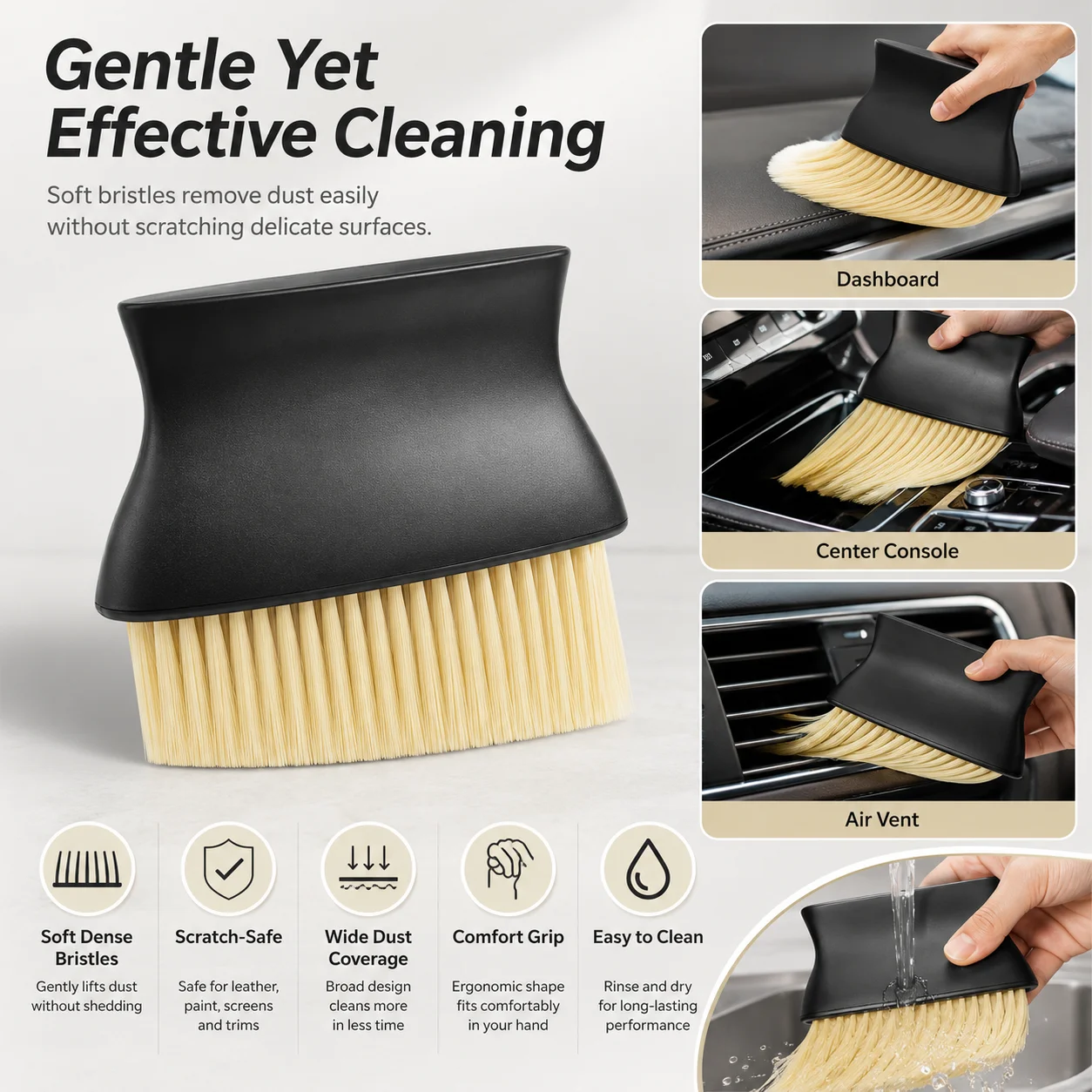PINMOAP 1/2PCS Car Interior Air Vent Brush Motorcycle Dust Cleaning Tool Soft Outlet Cleaner Fit Auto Dashboard Detail Accessori
