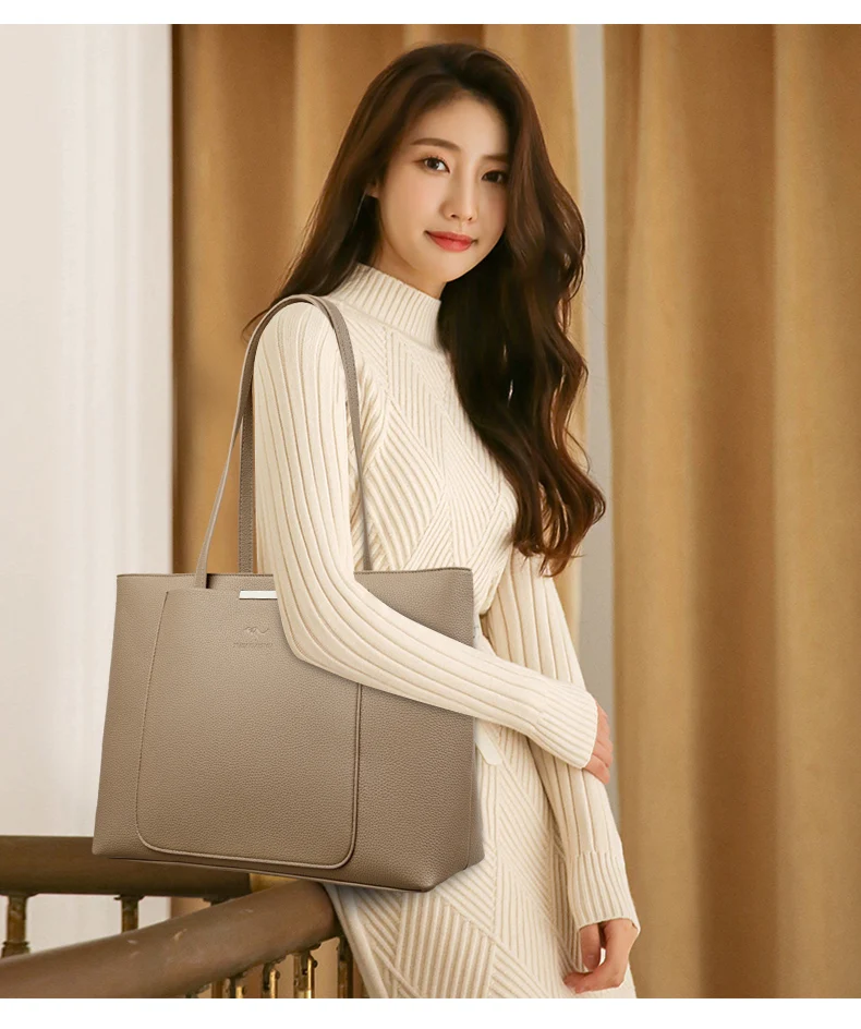 Solid Color Luxury Handbag Women Bags Designer HIgh Quality Leather Shoulder Bags for Women 2024 High Capacity Shopping Tote Bag