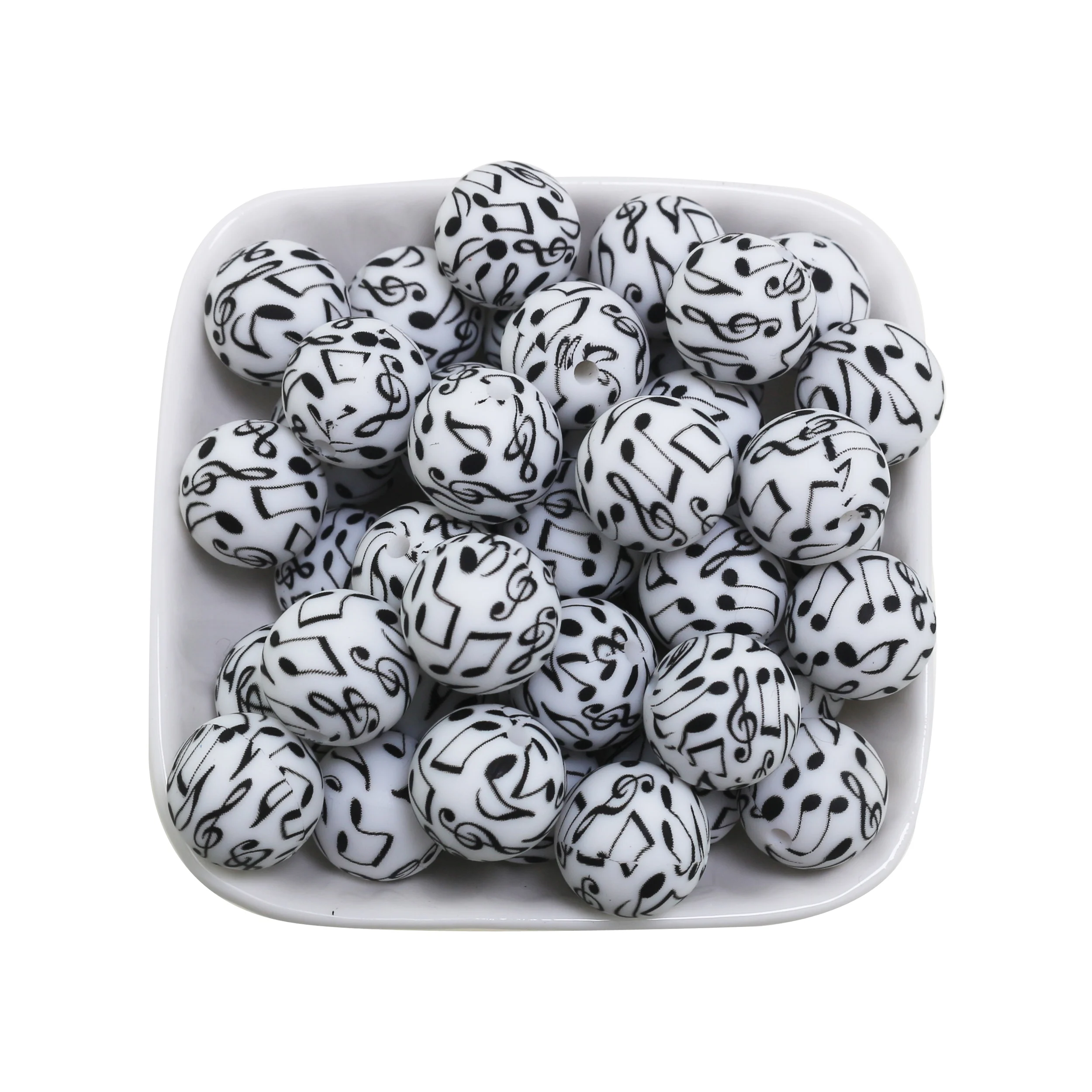 

100pc 15mm Musical Notes Silicone Beads Music Silicon Beads Teething Print DIY Chewable Necklace Baby Pearl Bead