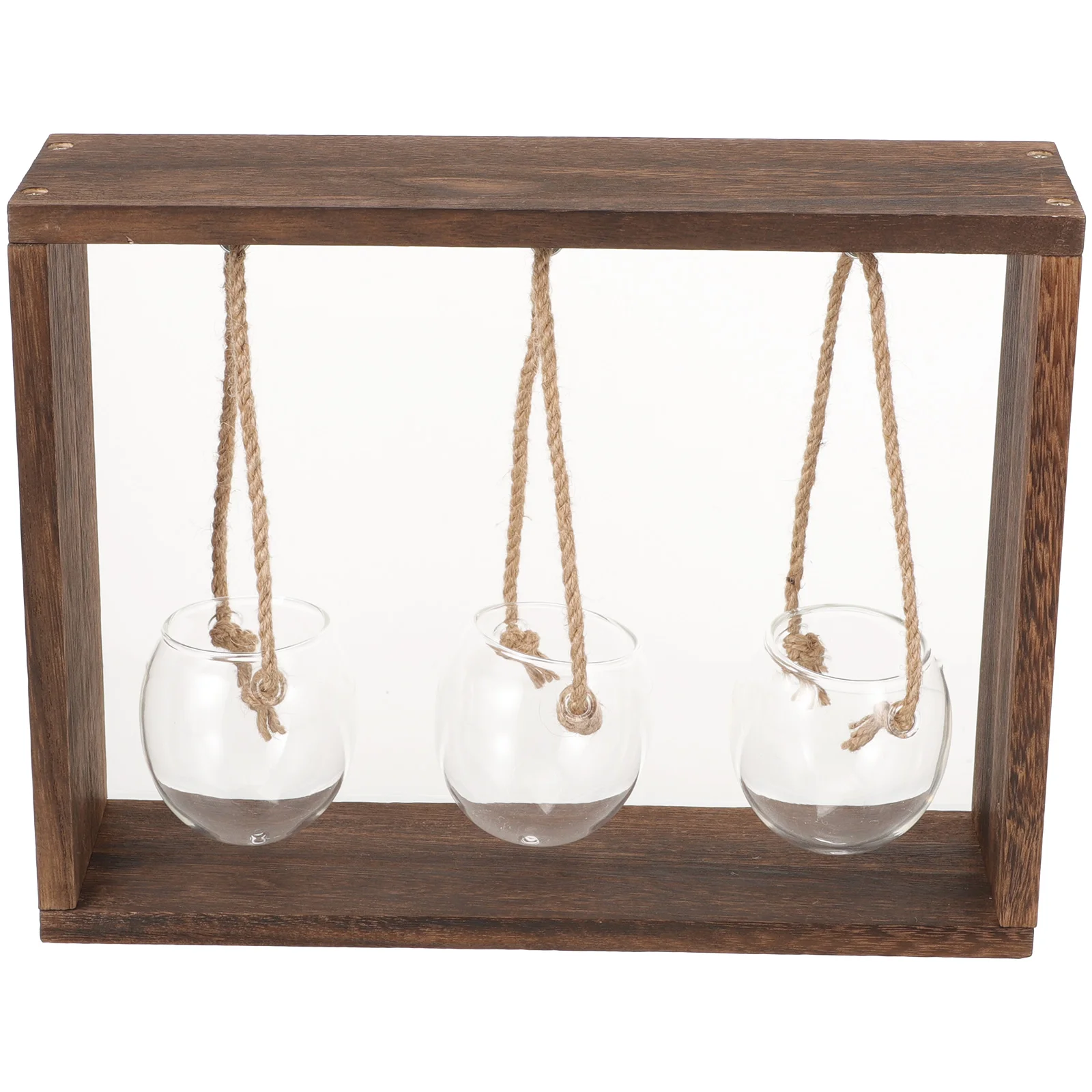 

Wooden Frame Glass Hydroponic Planter Bottle Wall Mounted Hanging Indoor Flowerpot Hydroponic Bottle Home Decor Plant