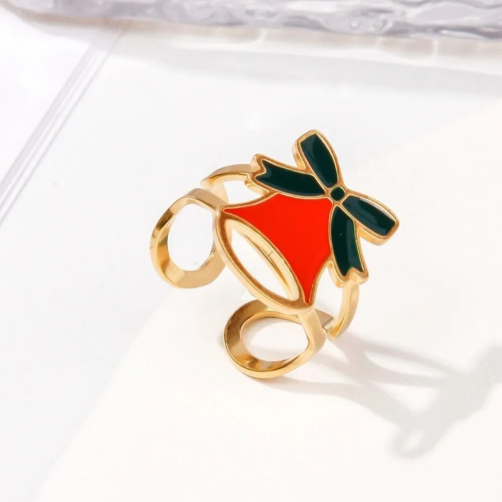 Trendy Stainless Steel Christmas Rings Novelty Cute Cartoon Finger Rings Adjustable Delicate Santa Claus Ring Festival