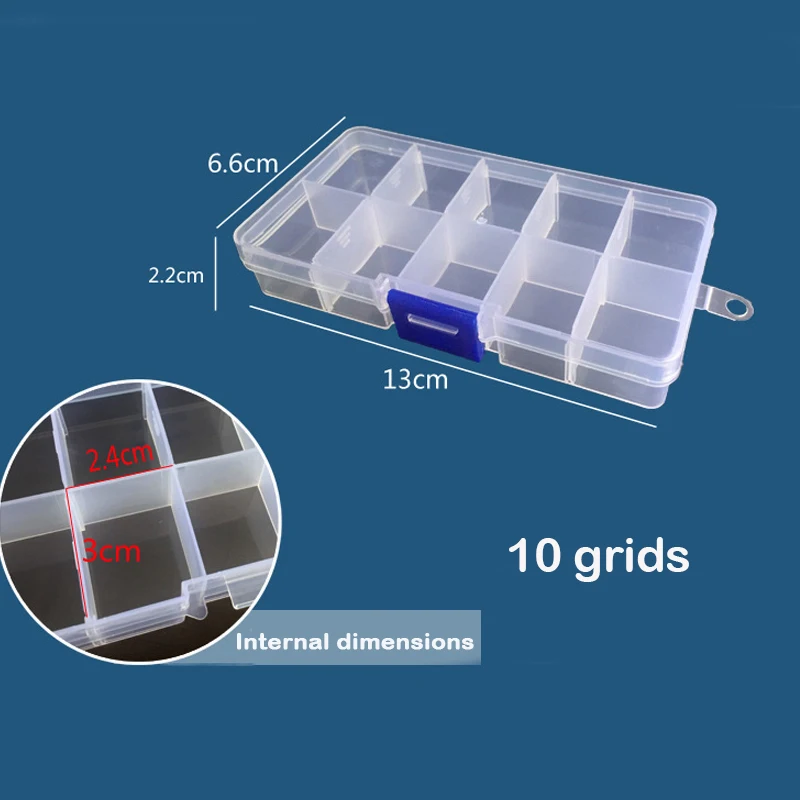 rangement organisation Boîte de rangement en plastique Transparent à 15 grilles, compartiment organisateur boîte de conteneur réglable pour les