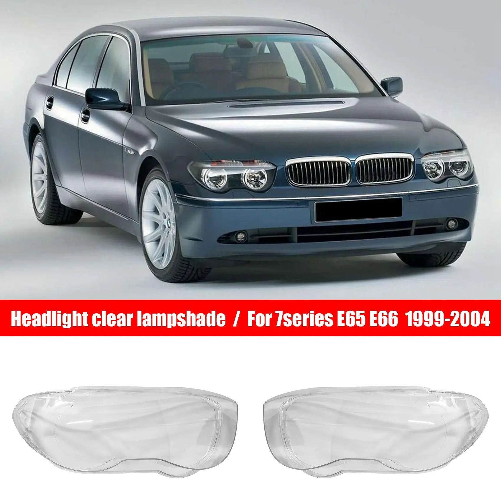 For 7 Series E66 E65 1999-2004 Headlight Cover PC Transparent Lampshade Shell Front Left Light Lens Cover