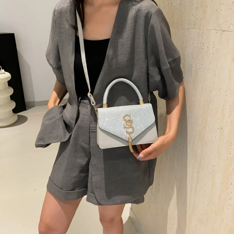 2025 New Trendy Small Square Bag - Letter Embroidered Simple Design Versatile Commuter Shoulder Messenger