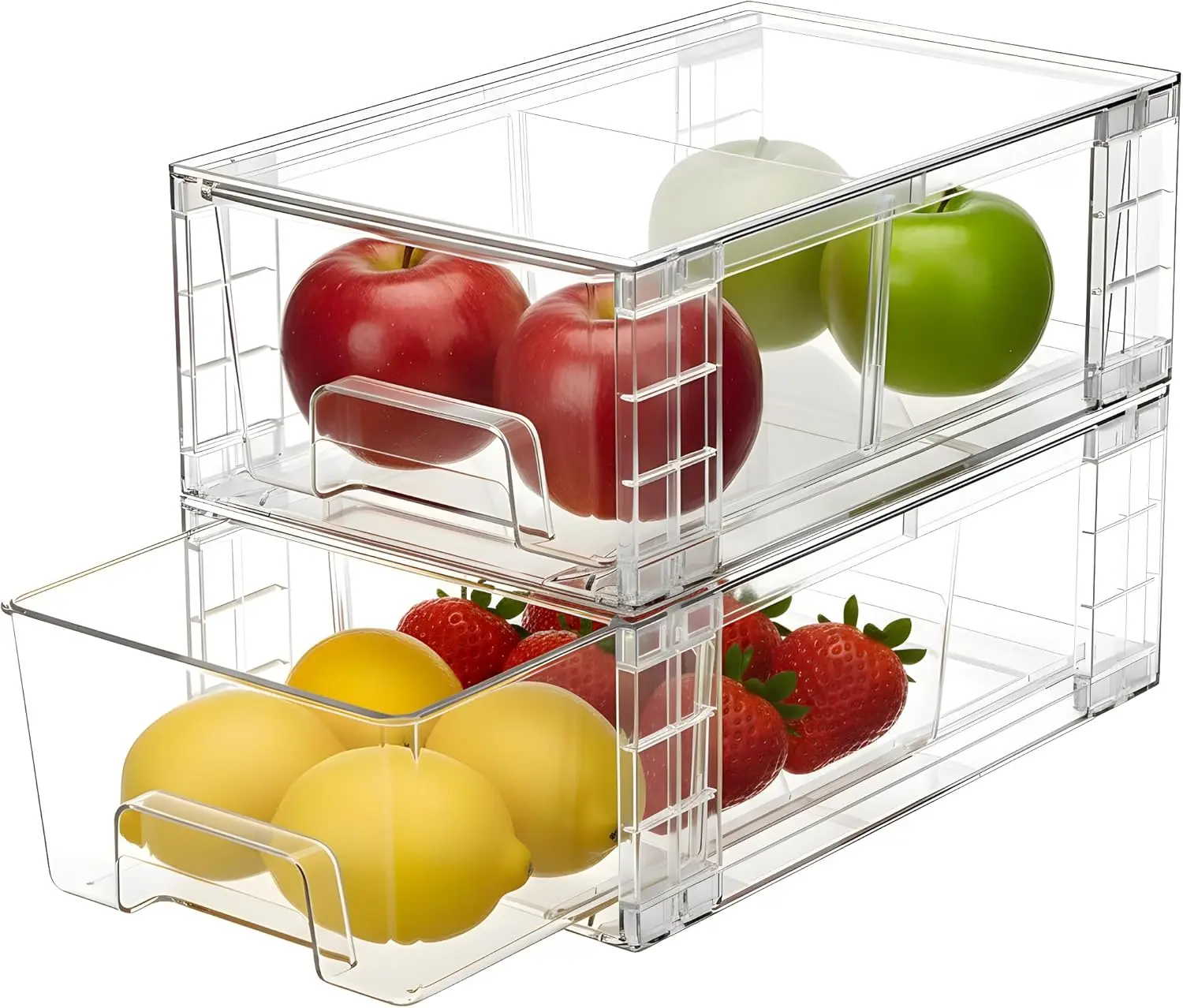 

2 Pack Stackable Storage Drawers,Plastic Organizers Bins, Drawers Storage with Handles and Movable