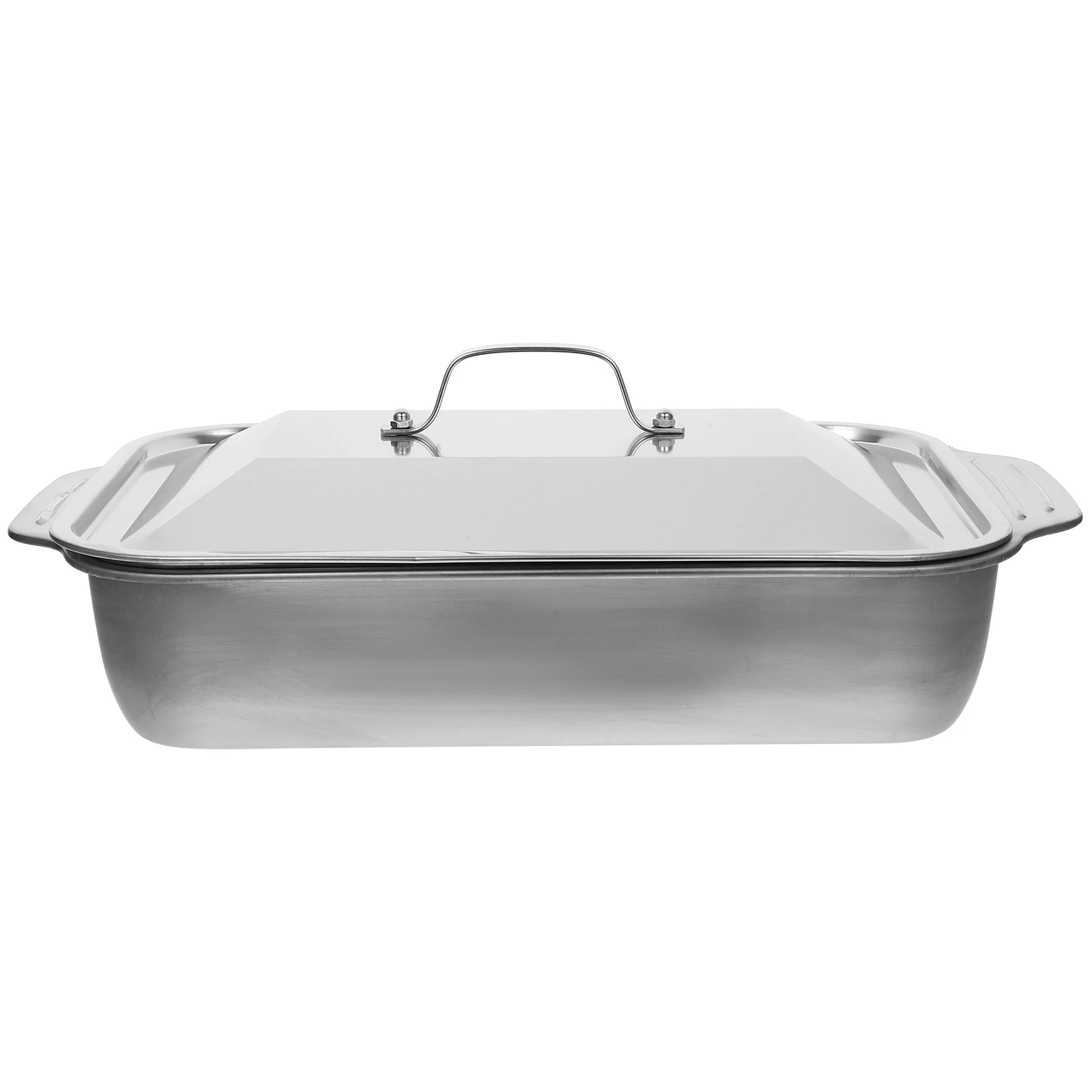 

Stainless Steel Grilled Fish Plate 41x24x7 5CM Deep Pan with Lid Rectangular Roasting Tray for BBQ Kitchen Tool Pasta Plates