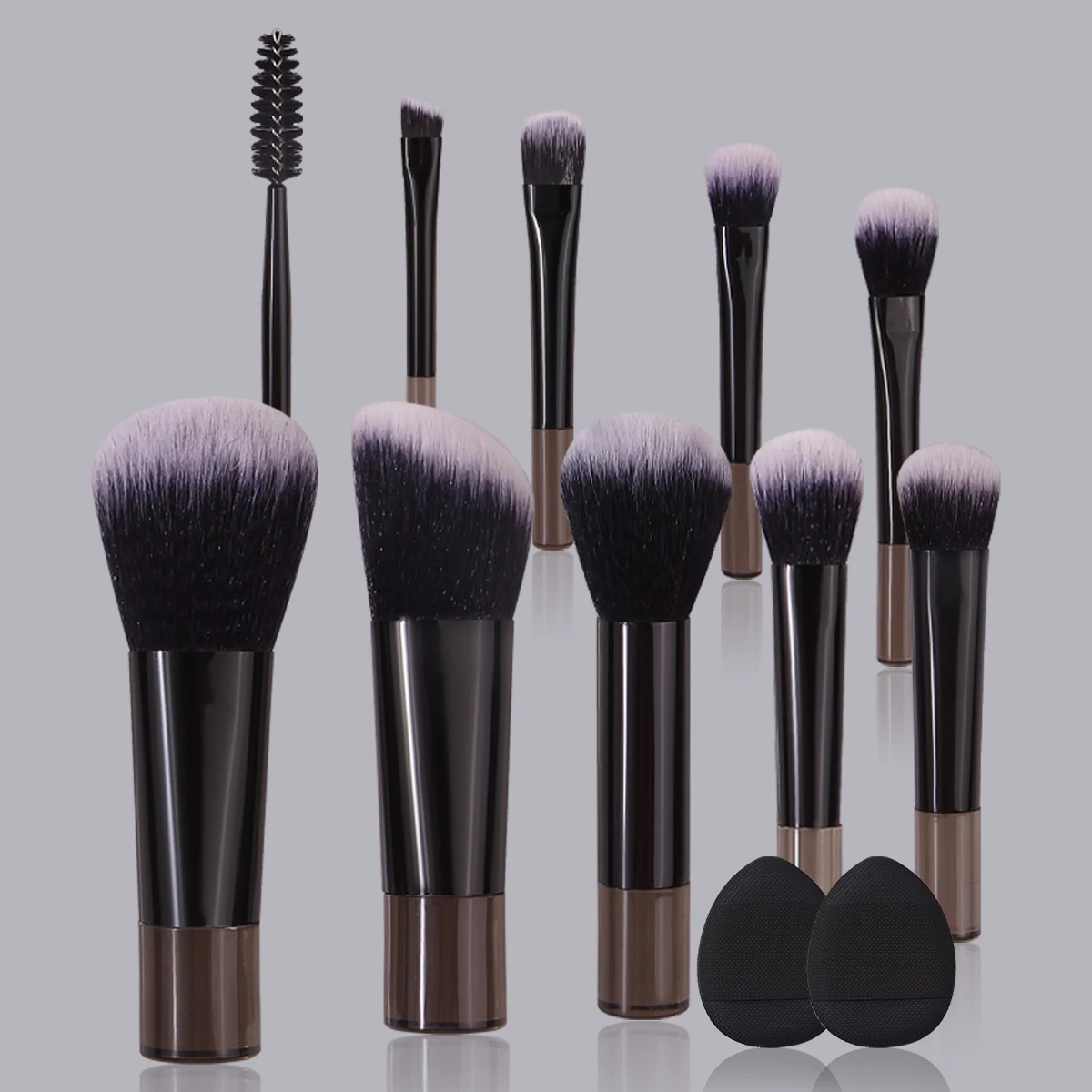 12PCS 실용적인 미니 다기능 메이크업 브러쉬 세트, 붙지 않는 엄지 파우더 퍼프, 초보자를 위한 휴대용 메이크업 도구