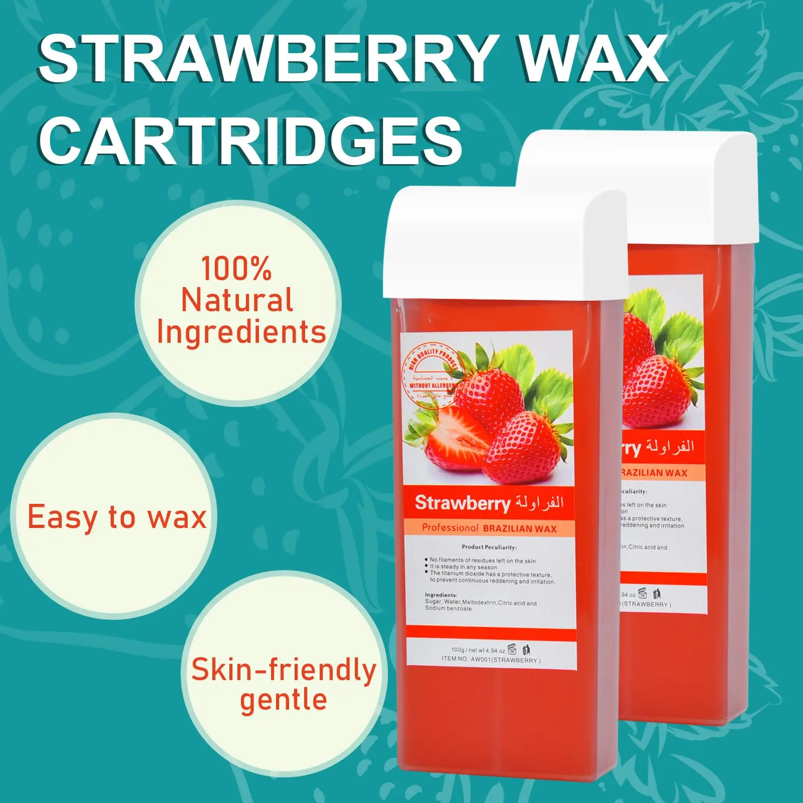 Kit d'épilation à la cire Roll-on pour tous les types de peau, kit d'alarme, chauffe-cartouche, rouleau dépilatoire, épilation