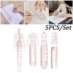 4/5pcs Template Ruler Fashion Illustration Ruler Figure Dresses Multifunctional Work Clothes Sewing Design Tailoring Tools