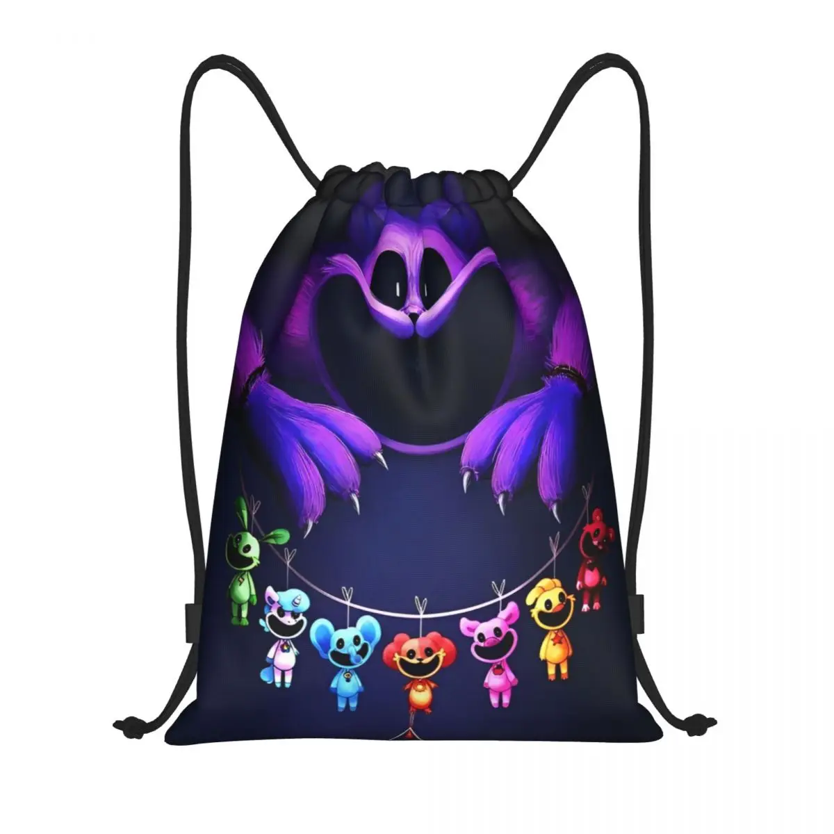 Cartoon Smiling Critters Anime Backpack Drawstring Sports Bags Gym Bag Game String Sackpack for Exercise