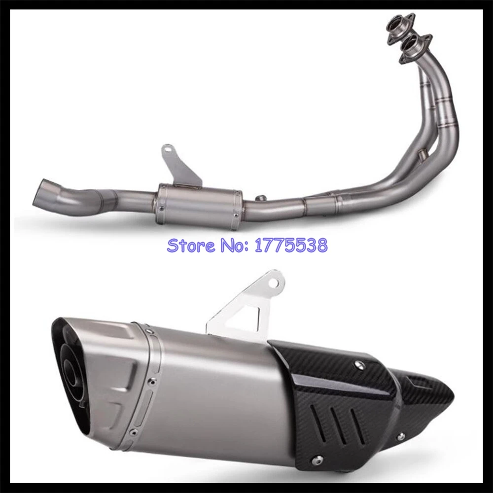 For Yamaha YZF-R7 2021-2024 Motorcycle Exhaust Full System with Manifold Header Connector Front Pipe Exhaust Muffler CarbonCover