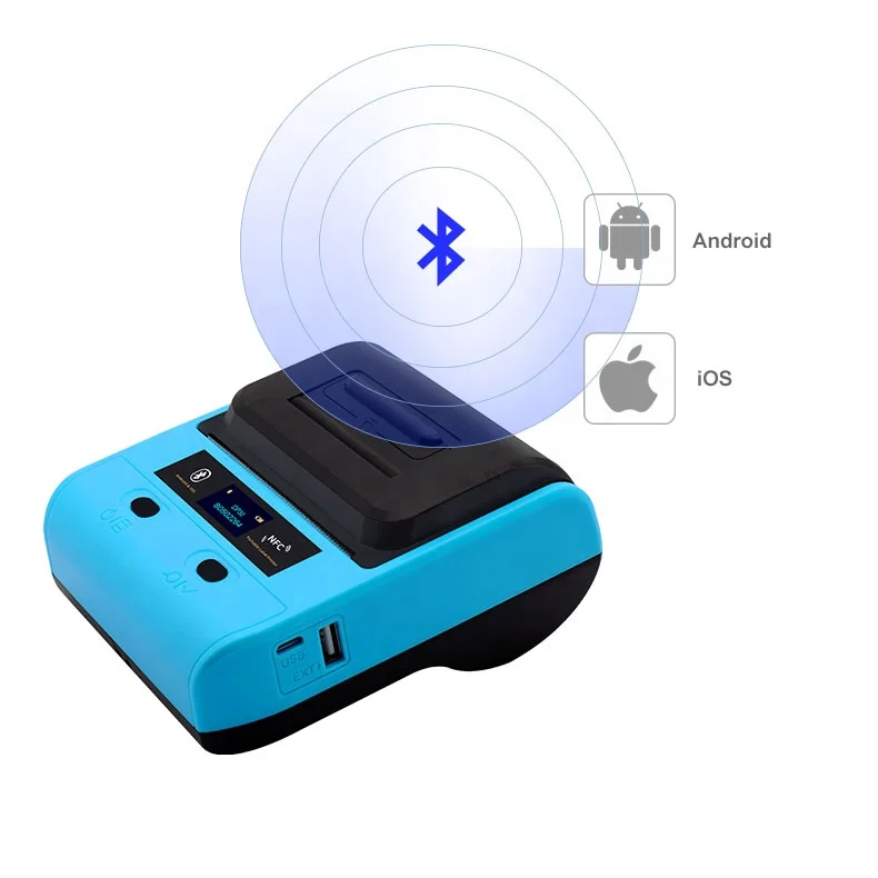 

80mm portable thermal printer for barcode label with BT and USB connected to mobile phone with free editable app