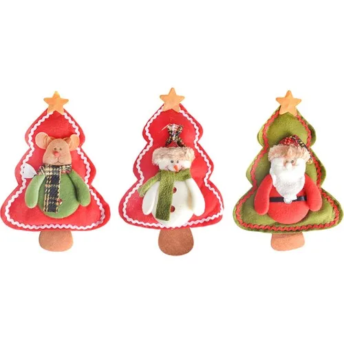 Partijet Christmas Pine Tree-Lined Santa Claus-Snowman-Deer Ornament Set