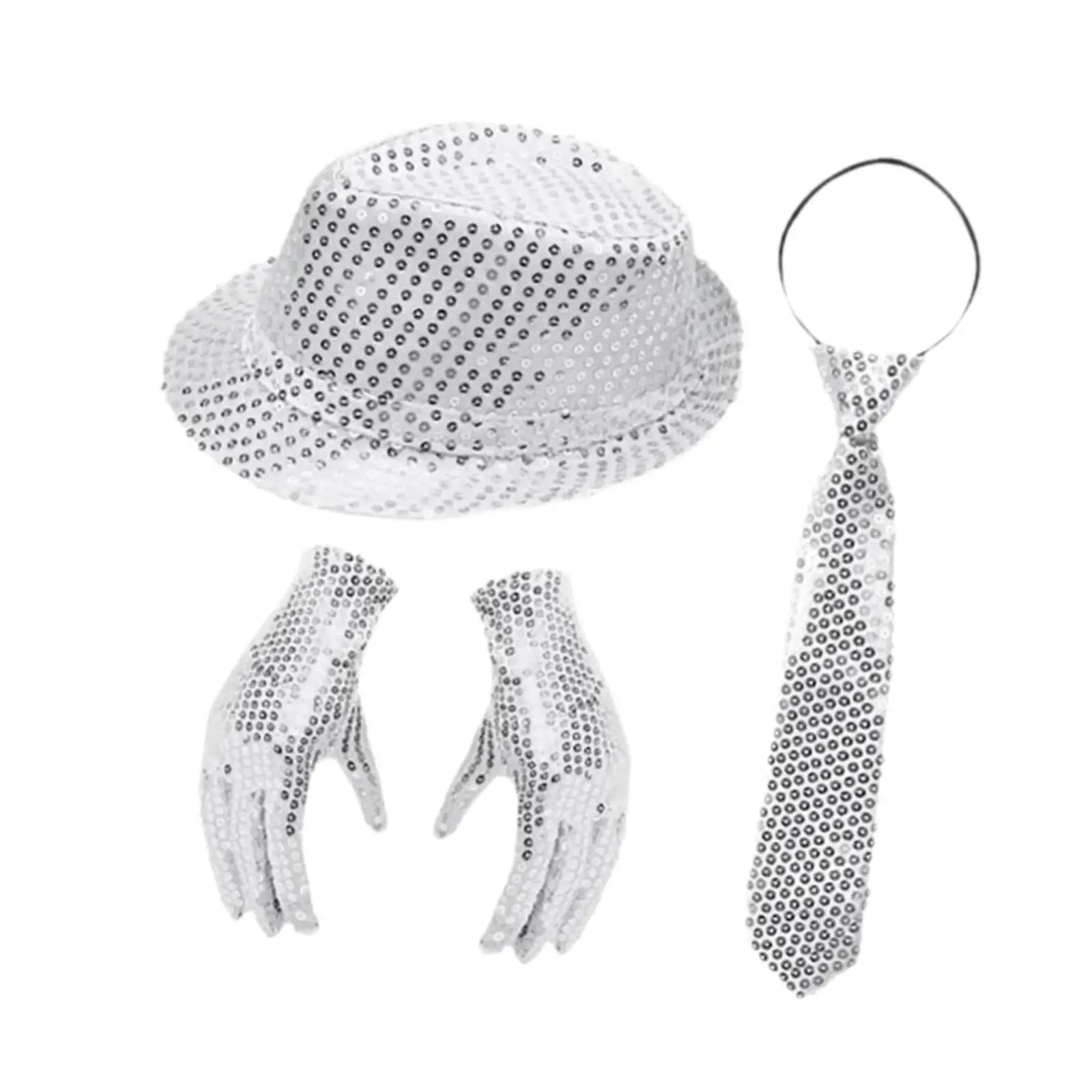 4 pezzi Host Propria celebrazione in stile uomo Hip Hop Bowler con paillettes per Natale per spettacoli teatrali Costume da discoteca