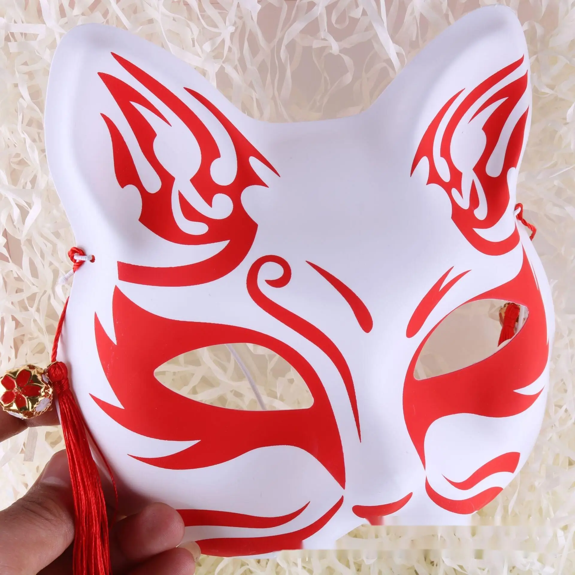 Hefeng Japanese Cat and Fox Mask Half Face Anime Fox Can Wear Hand Painted Makeup Ball Plastic Mask Cos