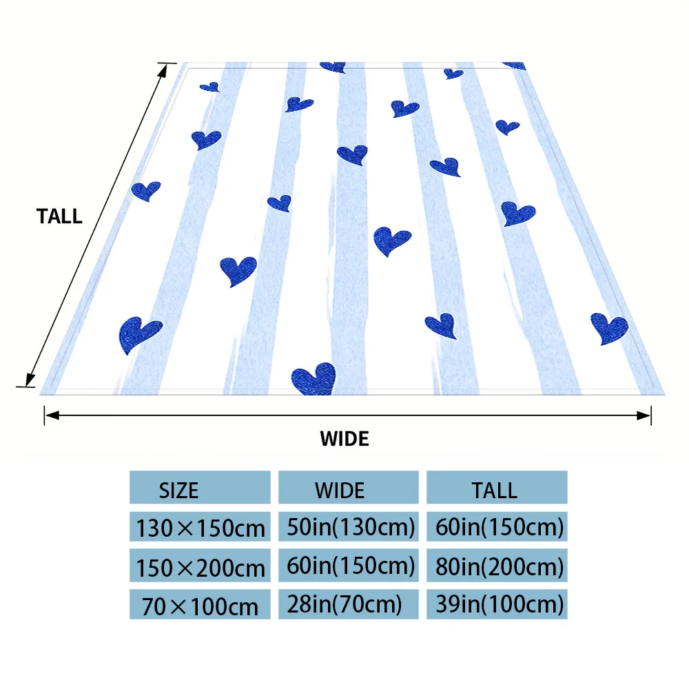 Blue Glitter Hearts Flannel Luxury Blanket, Lightweight And Comfortable Woolen Blanket, Ultra-Fine Fiber