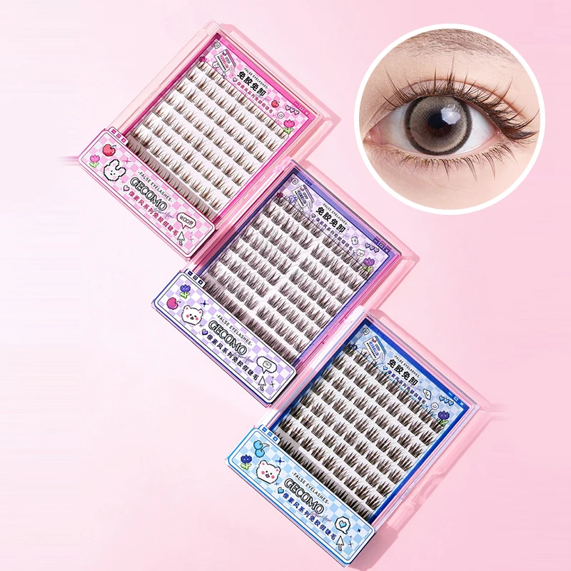 GECOMO cílios postiços sem cola de grande capacidade, micro onda natural, maquiagem natural, desgaste natural, uso novato