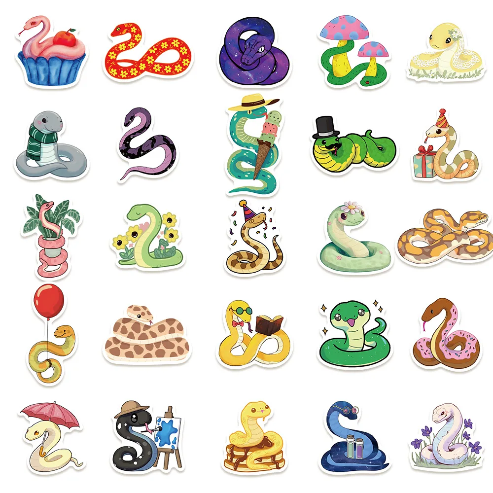10/30/50PCS Macaron Snakes Graffiti Stickers Cute Animal Decal For DIY Luggage Phone Guitar Helmet Laptop Waterproof kid Toys